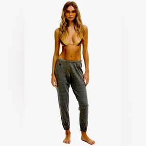 Aviator Nation Heather Gray Track Joggers with Retro Patch